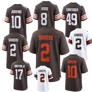Vente en gros de Cleveland entièrement cousu de haute qualité # 2 Sanders # 10 Judkins # Maillot de football américain Schwesinger n°49 - Product Image 1