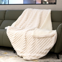 Manta de felpa toscana de lujo, doble cara, gruesa, conejo Rex, tejido de imitación, uso en invierno, cama, siestas de oficina, sofá, viaje cálido
