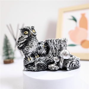 Support de souche d'arbre sculpté à la main en forme de hibou, robuste, pour géodes de cristal, pierres brutes et collections de pierres précieuses - Product Image 3