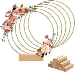 12 pouces métal Floral <span class=keywords><strong>cerceau</strong></span> pièce maîtresse avec support pour <span class=keywords><strong>table</strong></span> métal macramé or couronne anneau avec supports support - Product Image 4