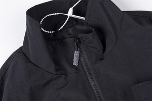 Glo Gang <span class=keywords><strong>the</strong></span> Glory Hoodie ritsleting pria, jaket Windbreaker logo kecil berkualitas tinggi warna hitam - Product Image 4