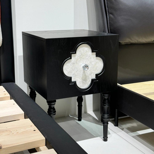 NKOL French Traditional Solid Ash Wood Nightstand with Mother-of-Pearl Inlay 1 Drawer Bedroom Furniture - Product Image 2