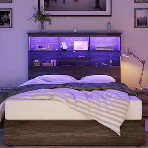 Lussuoso telaio del <span class=keywords><strong>letto</strong></span> con led USB ricarica <span class=keywords><strong>singolo</strong></span> doppio doppio Full Queen King Size piattaforma letti in legno con <span class=keywords><strong>cassetti</strong></span> di stoccaggio - Product Image 1