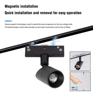 समायोज्य मिनी ट्रैक स्पॉट लैंप 2-चरण ट्रैक लाइट रेल प्रणाली 48v औद्योगिक कार्यशाला प्रकाश के लिए सुरक्षित वोल्टेज भारी शुल्क - Product Image 4