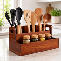 Estante de Almacenamiento de Madera de Dos Niveles de Primera Calidad, Organizador de Utensilios de Cocina y Especias para Encimera