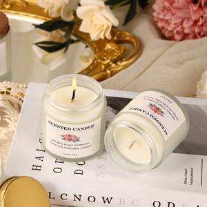 Bougie d'aromathérapie semi-artisanale en verre givré avec couvercle or rose, cadeau de fêtes, décoration d'intérieur, pour l'exportation - Product Image 3