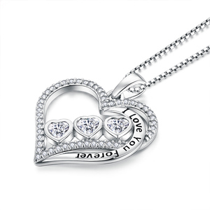 שרשרת נשים moissanite שרשרת עיצוב חלולה אופנתי ומינימליסטי עם תליון מוטה לבן שרשרת אהבה אמיתית - Product Image 1