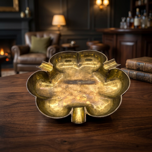 <b>Vintage</b> Brass Desktop <b>Ashtray</b> With Floral Shape Design - Product Image 5