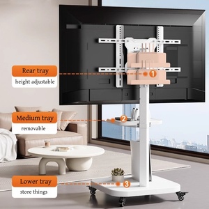 26-70 इंच फुल मोशन रोटेटेबल मोबाइल टीवी कार्ट फ्लोर मॉनिटर स्टैंड ऊंचाई समायोज्य टीवी ट्रॉली - Product Image 4