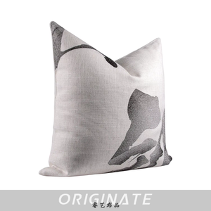 RUIYI High-End 45X45CM Funda de almohada de estilo nórdico Diseño de tinta blanca y negra Funda de cojín de lino y algodón para costura de hotel en casa - Product Image 4