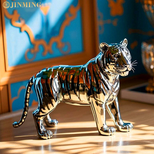 Estatuas artísticas modernas de animales de tamaño natural, esculturas de tigre de acero inoxidable, esculturas de tigre de metal - Product Image 2