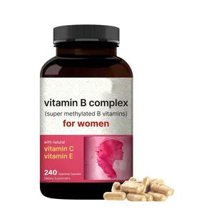 Complexo de vitamina B para mulheres 240 cápsulas Veggie com Suporte Prenatal de Energia Imunológica de Vitamina C&E Natural