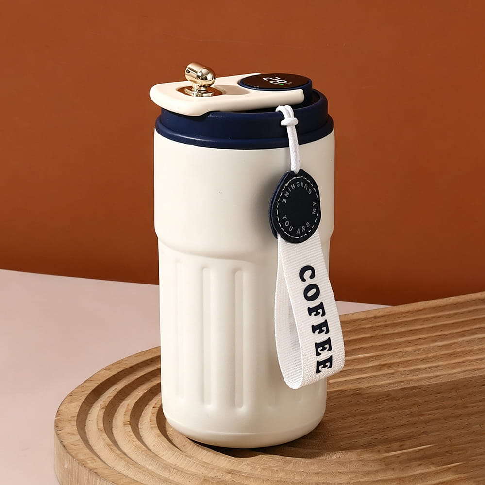 beige mug+Blue lid