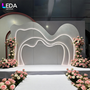 LEDA New Design Custom Multi- layer <b>White</b> <b>Acrylic</b> with Light Strips Backdrop Arch for Wedding Stage Events Decoration - Product Image 3