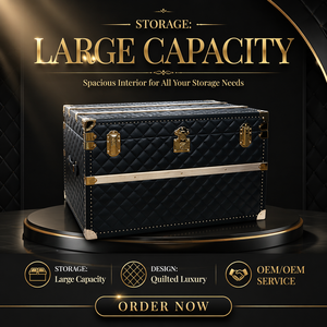 Valise <span class=keywords><strong>de</strong></span> rangement en cuir noir personnalisable avec doublure en daim, style classique, <span class=keywords><strong>serrure</strong></span> à combinaison pour la maison, le stockage et l'exposition - Product Image 1