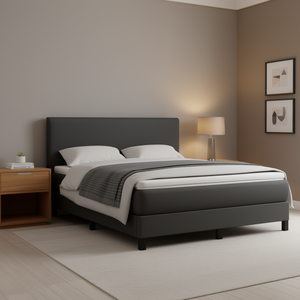 Base de Cama Queen Tapizada en Tela Gris Oscuro, Diseño Moderno y Suave, Construcción Duradera de Madera Contrachapada y Madera de Ingeniería - Product Image 2