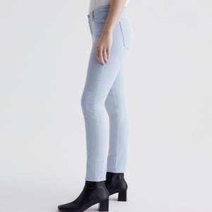 Jean cigarette taille mi-haute bleu clair sur mesure OEM pour femme, en denim extensible doux, respirant, en coton, coupe crayon à cheville courte, pour gaucher - Product Image 3