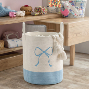 Cesta de Almacenamiento de Tela de Algodón 100% Ecológica de Alta Calidad, Cesta para Ropa y Juguetes, Organizador de Ropa, Cuerda de Hilo de Algodón, Plegable para el Hogar - Product Image 3