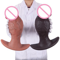 Dildo réaliste en silicone noir en forme de champignon, plug anal énorme, plug anal extrêmement grand, jouets sexuels pour adultes pour femmes et hommes