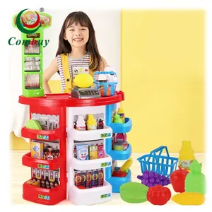 Детский кассовый стол, кассовый аппарат, набор игрушек для супермаркета