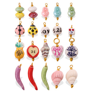 จี้เซรามิคลายการ์ตูนน่ารัก รูปทรงหลากหลาย อุปกรณ์ทำเครื่องประดับ DIY แฟชั่นสำหรับทุกเพศ - Product Image 5