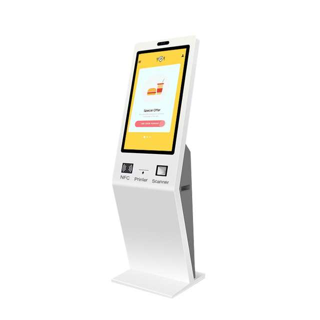 32" Floor Standing Ticket Thermal Printer for Self  Service Payment Kiosk With Scanner and Camera 80mm Printer Windows System