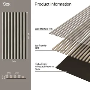 सनविंग 3 फेसेस ग्रे वुड स्लैट ध्वनिक दीवार पैनल | अमेरिका में स्टॉक | 2-पैक 23.5'' x 47.2'' 3डी फ्लूटेड साउंडप्रूफ वॉल पैनलिंग