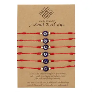 Popolare 6 Pcs Evil Eyes Red Faith Rope String Protection bracciale regolabile Blue Red Rope Evil Eyes Charm Bracelet