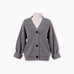 Cardigan en tricot 100% acrylique, col en V, style décontracté, tricot torsadé vietnamien, couleur unie, sans impression, anti-plis, 3 boutons - Product Image 1
