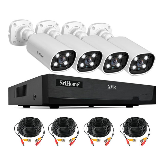 SriHome NVS008+4*AHD006 High Quality 4CH XVR/DVR Network Video Recorder  CCTV Camera System 4 Cameras Hot Sale