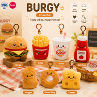 Porte-clés en peluche personnalisé OEM/ODM, porte-clés anime, pendentif mascotte doux, breloque de sac hamburger mignonne personnalisée, haute qualité