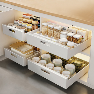Estante para platos de cocina multifuncional extensible ajustable para debajo del fregadero, soporte para especias, placa extraíble S/S, cajón de organización - Product Image 1