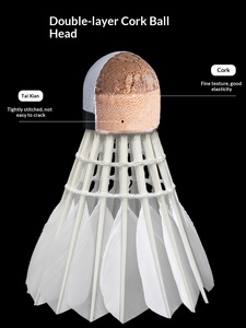 Volants de <span class=keywords><strong>badminton</strong></span> WAVAW Counterattacker Y9 authentiques en plumes d'oie et liège, 2 couches, vitesse 78, pour entraînement, vol durable et stable, pack - Product Image 5