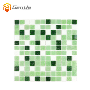 Quảng Trường Hỗn Hợp Màu Xanh Lá Cây Nóng Chảy Thủy Tinh Khảm Cho Hồ Bơi Gạch 327*327Mm Lưới Giấy Vuông Giá Rẻ Bóng Với <span class=keywords><strong>Dot</strong></span> Glass Mosaic - Product Image 1