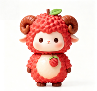 Figurine de dessin animé mignonne en PVC ABS injecté, motif lychee et mouton, jouet de collection en boîte mystère, usine OEM