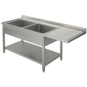 Foshan Metal Kitchen Sink Factory Price Stainless Steel Double Basin Sink With worktable