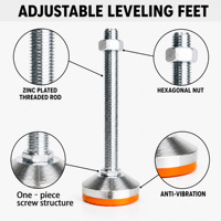 Pied de nivellement robuste D80*M20*L150/200 avec patin en PVC, en acier au carbone zingué, antidérapant, pour support de machine, OEM ODM disponible