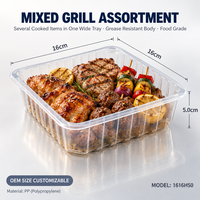 Plateau d'emballage pour volailles sur mesure OEM, large, 16x16x5cm, en plastique PP transparent de qualité alimentaire, pour cuisses et fesses de poulet, format familial