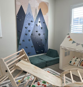 Pared de escalada pintada Pared de madera para niños con piedras de escalada Pared de escalada de montaña Pared de escalada para niños Set - Product Image 2