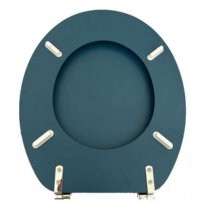 Cubierta de asiento de inodoro de plástico de cierre suave con <span class=keywords><strong>tapa</strong></span> de inodoro de fijación superior en forma de D azul cómoda moderna - Product Image 5