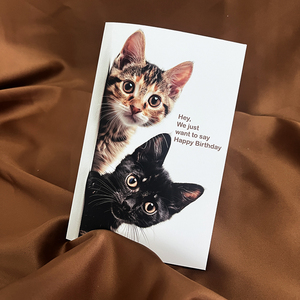 Carte de remerciement d'anniversaire personnalisée avec joli chat pliée avec logo personnalisé avec enveloppe - Product Image 5