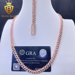 <span class=keywords><strong>Set</strong></span> <span class=keywords><strong>Collana</strong></span> <span class=keywords><strong>e</strong></span> <span class=keywords><strong>Bracciale</strong></span> da <span class=keywords><strong>Uomo</strong></span> in Argento Sterling 925, Catena Cuban Link Hip Hop Miami 8mm, Moissanite Taglio Baguette Iced Out, Placcato Oro Rosa - Product Image 1