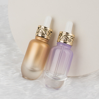 Bouteilles en verre avec logo personnalisé imprimé, flacon d'huile essentielle en verre de 30 ml, bouchon doré, compte-gouttes, style moyen-oriental, flacon d'attar d'oud, sérum, fond épais, boîte