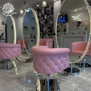 Salon de beauté miroir meubles double face salon de coiffure station de coiffure luxe mariage coiffeuse maquillage miroir avec lumières