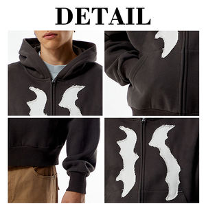 Sweat à capuche zippé KingSen Street Wear, broderie de patch, coton doux, coupe ample, sweat à capuche personnalisé pour homme, hip hop - Product Image 6