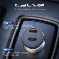 Chargeur de voiture USB-C ultra-rapide, double port USB-C 45W PPS, pour iPhone 17/16/15, Galaxy S26, adaptateur allume-cigare 12V