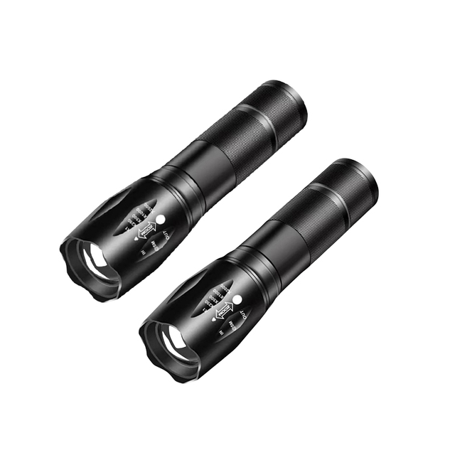 Two Sets of Aluminum Alloy Rechargeable Flashlights with Replaceable Batteries, High Lumens and Strong Light Flashlights