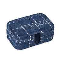 Boîte à bijoux vintage de voyage personnalisée Boîte en polyester jacquard Emballage de rangement de chaîne de collier avec boucle d'oreille à pression Boîte à pendentif