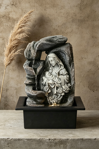 <span class=keywords><strong>Fontaine</strong></span> d'eau de table en résine Vierge Marie et Enfant Jésus avec cascade et lumière chaude - Product Image 4