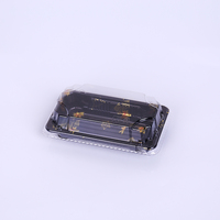 Boîte à sushi rectangulaire en PET, couvercle blanc en PET, feuille d'or, plastique transparent jetable, ensemble de sushi en plastique noir, plateaux de service alimentaire, plateau XM